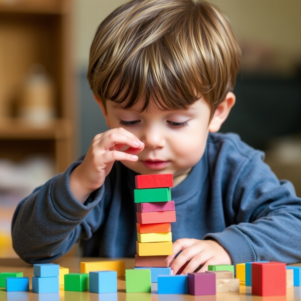 Cognitive Development Workshop - Child building with blocks